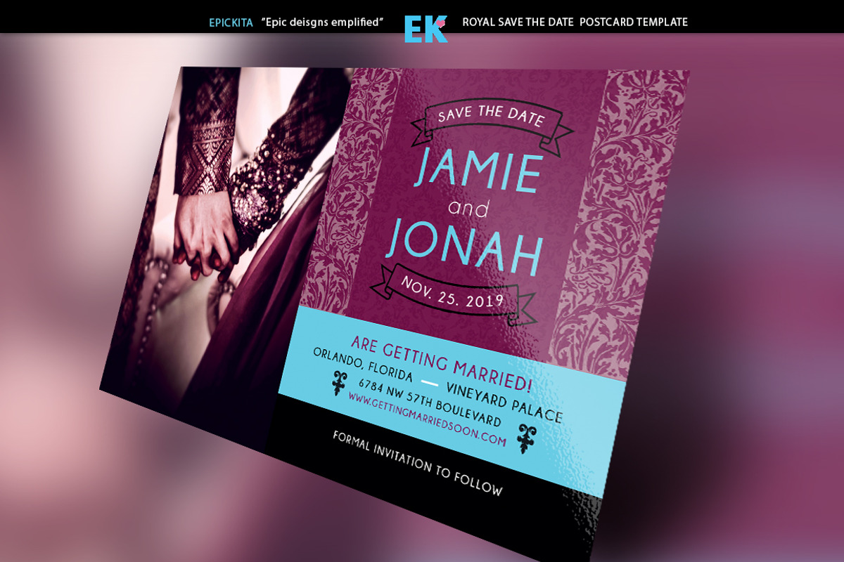 Royal Save the Date Postcard, a Flyer Template by Epickita (Photo 1 of 4)