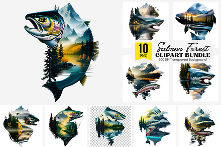 Salmon Forest PNG Bundle