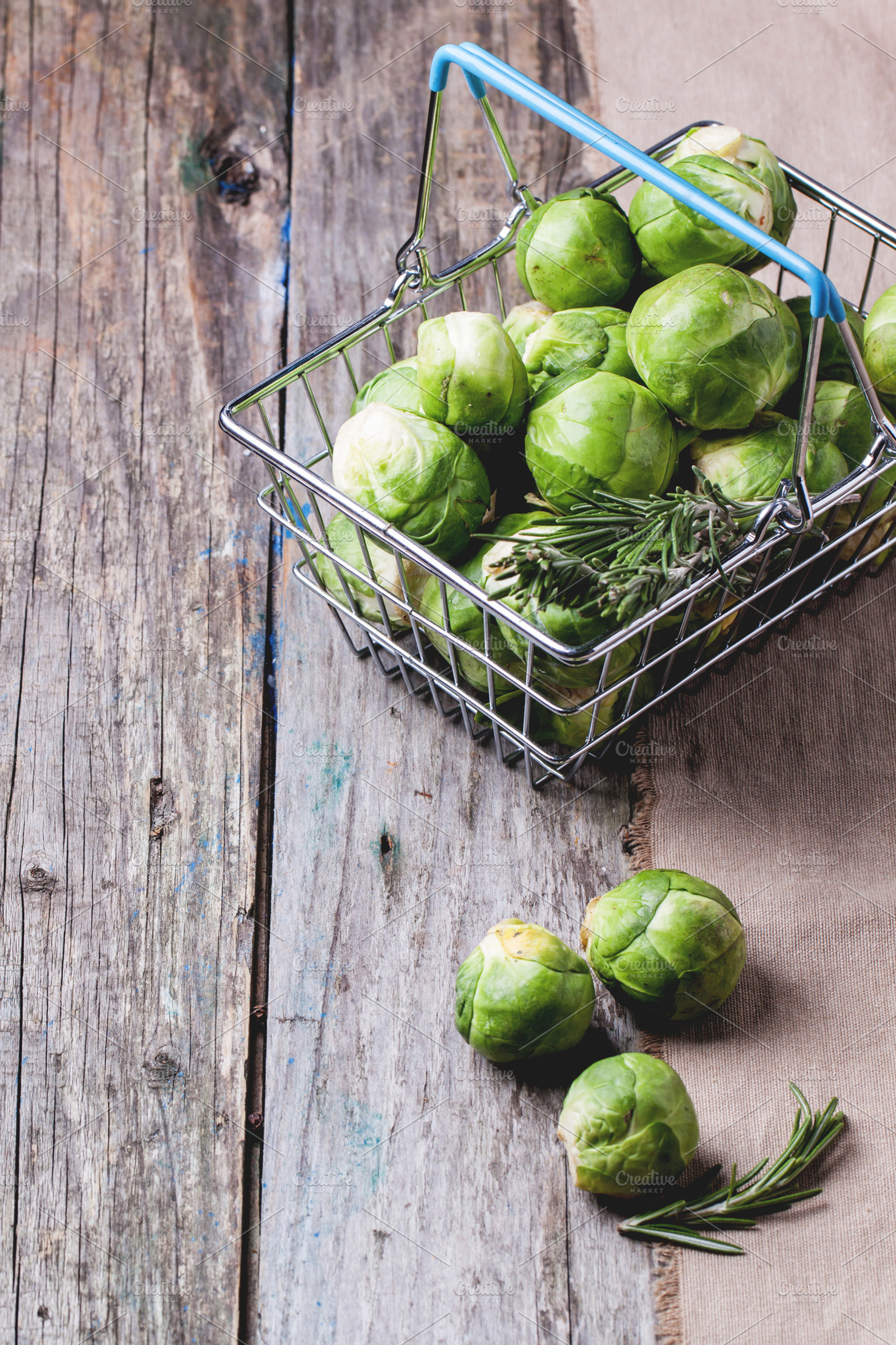 Food basket of brussels sprouts containing sprouts, brussels, and brussel