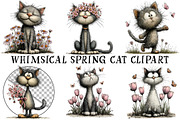 Whimsical Spring Cat Clipart, an Illustration by OK Design (Thumbnail 2 of 6)
