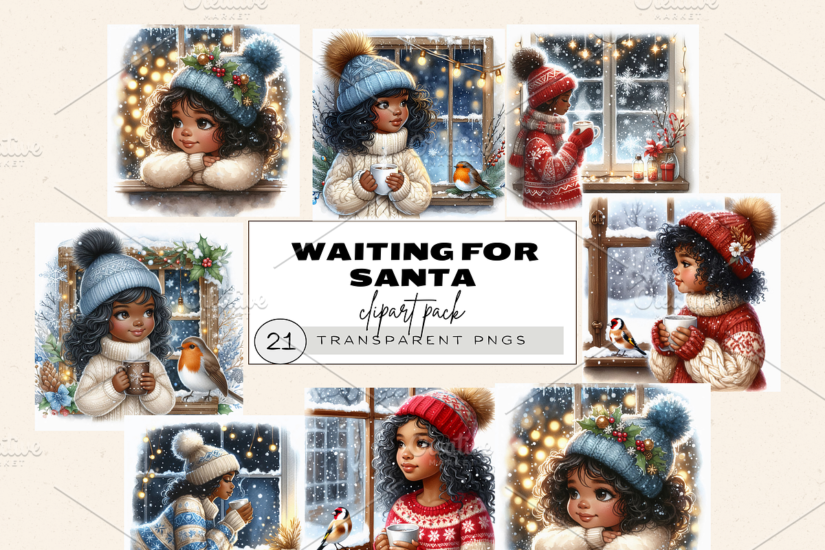 WHIMSICAL WINDOWSILL GIRL CLIPART, a Person Illustration by Daring Digies (Photo 1 of 7)