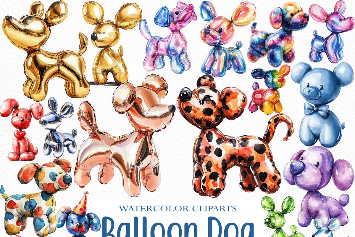 Balloon Dog Sublimation Clipart, an Illustration by Craft Nest (Photo 1 of 6)