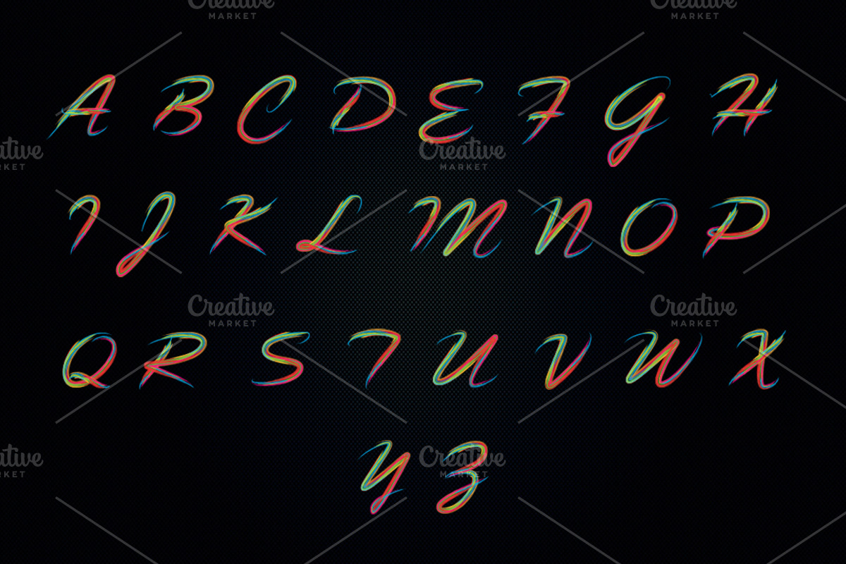 Colorful Brushy Font (Rainbow Font) preview 2