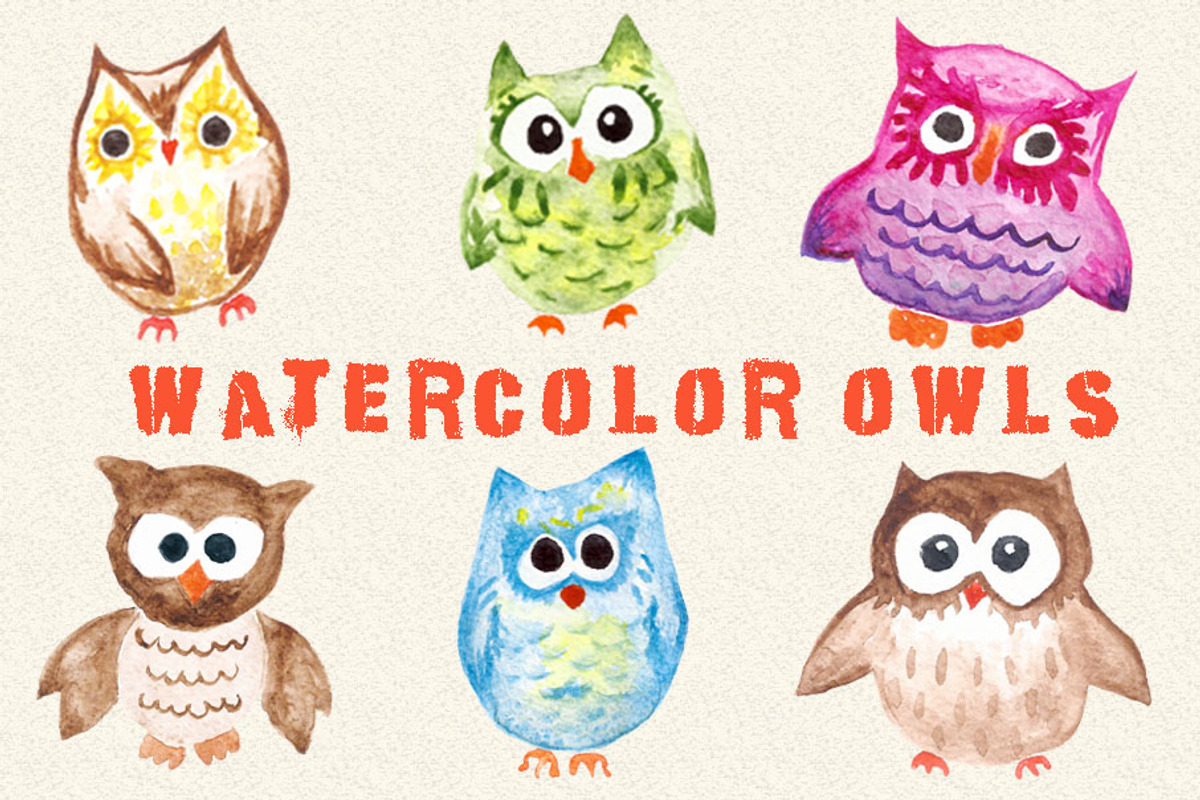 Watercolor Owls, a Graphic by BouncyBulldog
