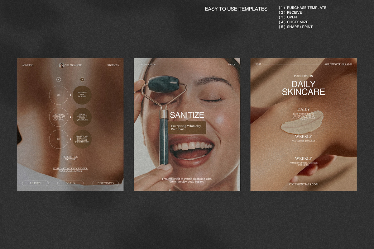 Minimal Skincare Canva Post Set preview 3