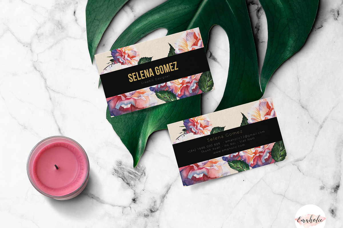 Elegant floral Business Card, a Business Card Template by Emaholic Template (Photo 4 of 4)