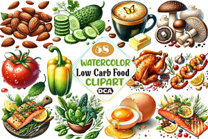 Low Carb Food Clipart Bundle, an Illustration by DreamCafeArt