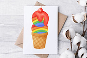 Rainbow Ice Cream Clipart Set, a Food Illustration by Nattapohncha (Thumbnail 3 of 3)
