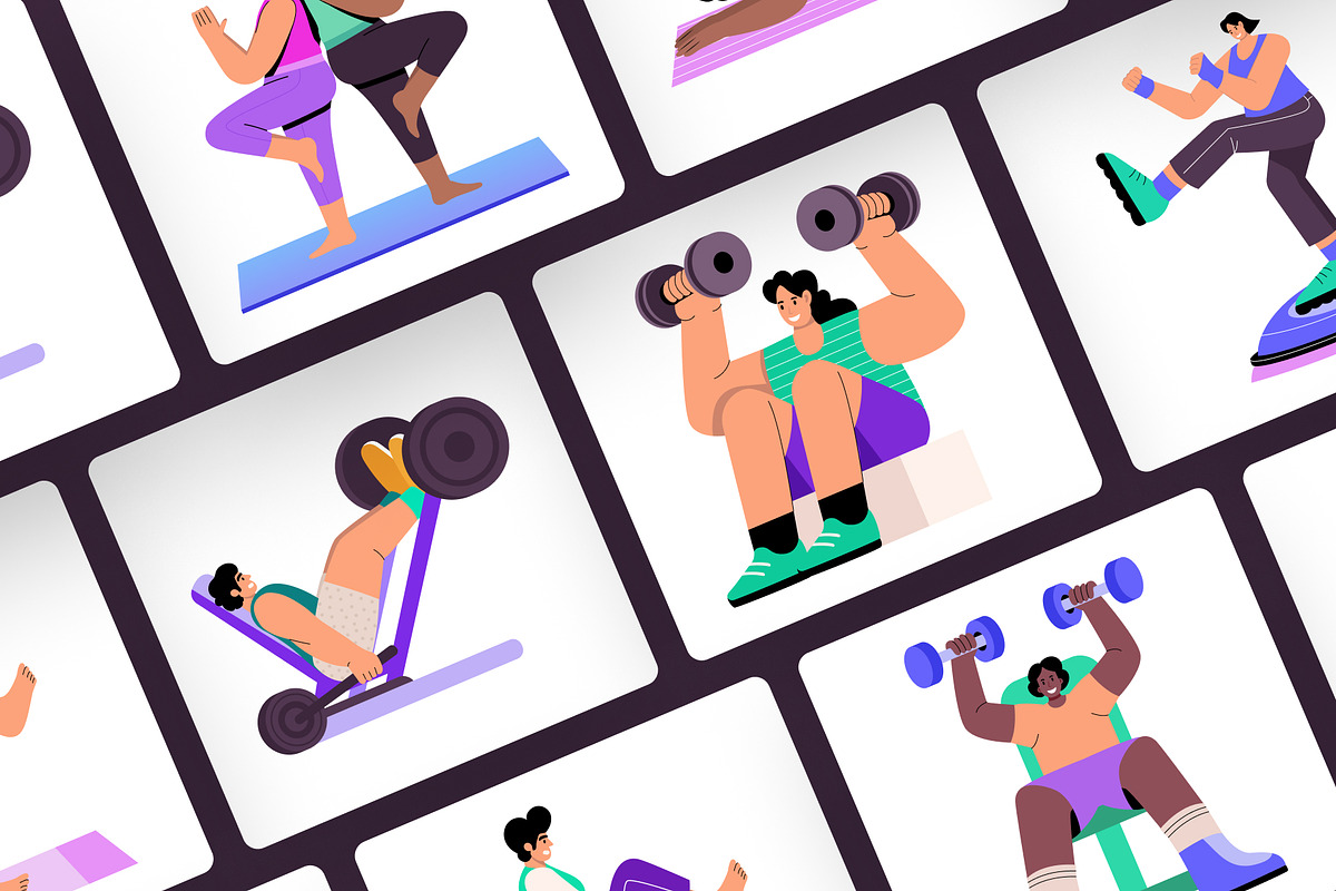 Animated Exercise Illustration Set, a Healthcare Illustration by Brickclay (Photo 4 of 5)