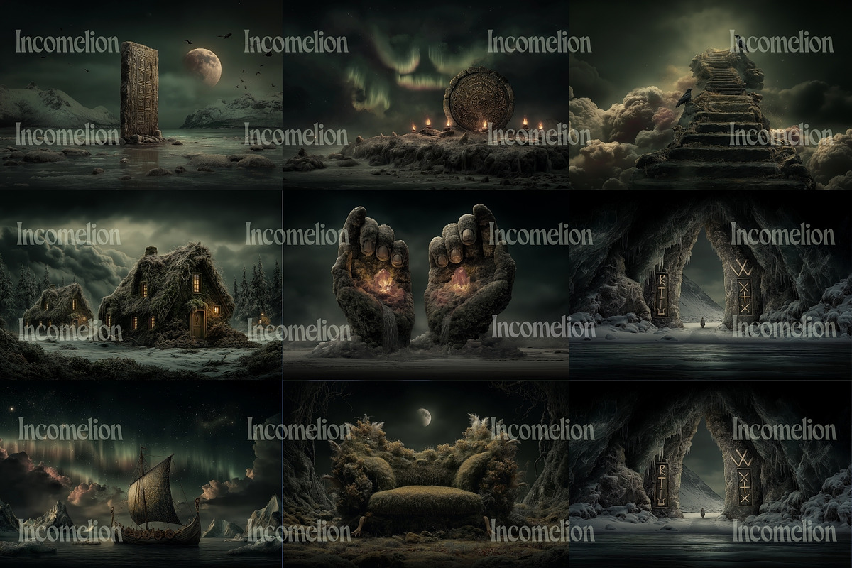 30 Nordic Fantasy Backgrounds, a Decorative Illustration by Incomelion (Photo 2 of 13)