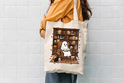 Ghost reading book in armchair, a Seasonal Illustration by CrexoraLab (Thumbnail 4 of 4)
