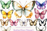 Watercolor Butterflies Clipart, an Illustration by Craft Nest (Thumbnail 1 of 6)