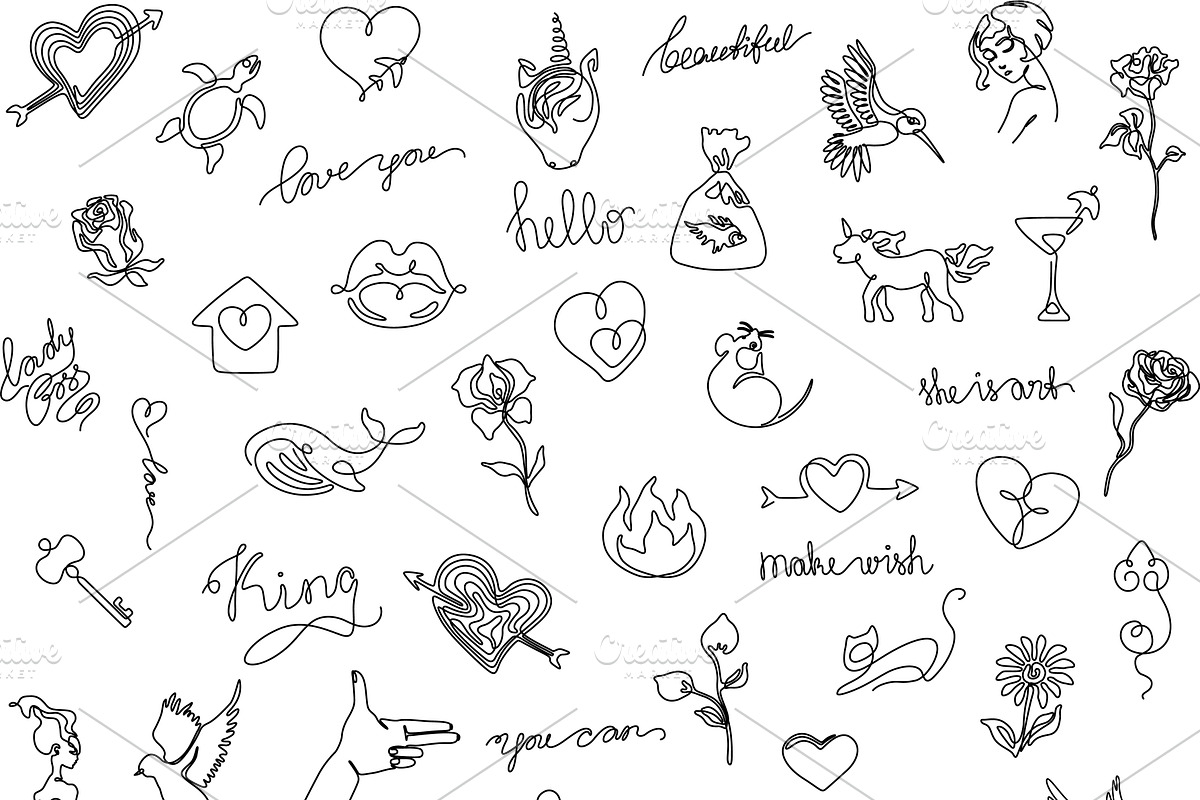 Set of 55 Tiny Tattoos Design, an Object Illustration by Anastasiia_Dzhioeva (Photo 2 of 2)