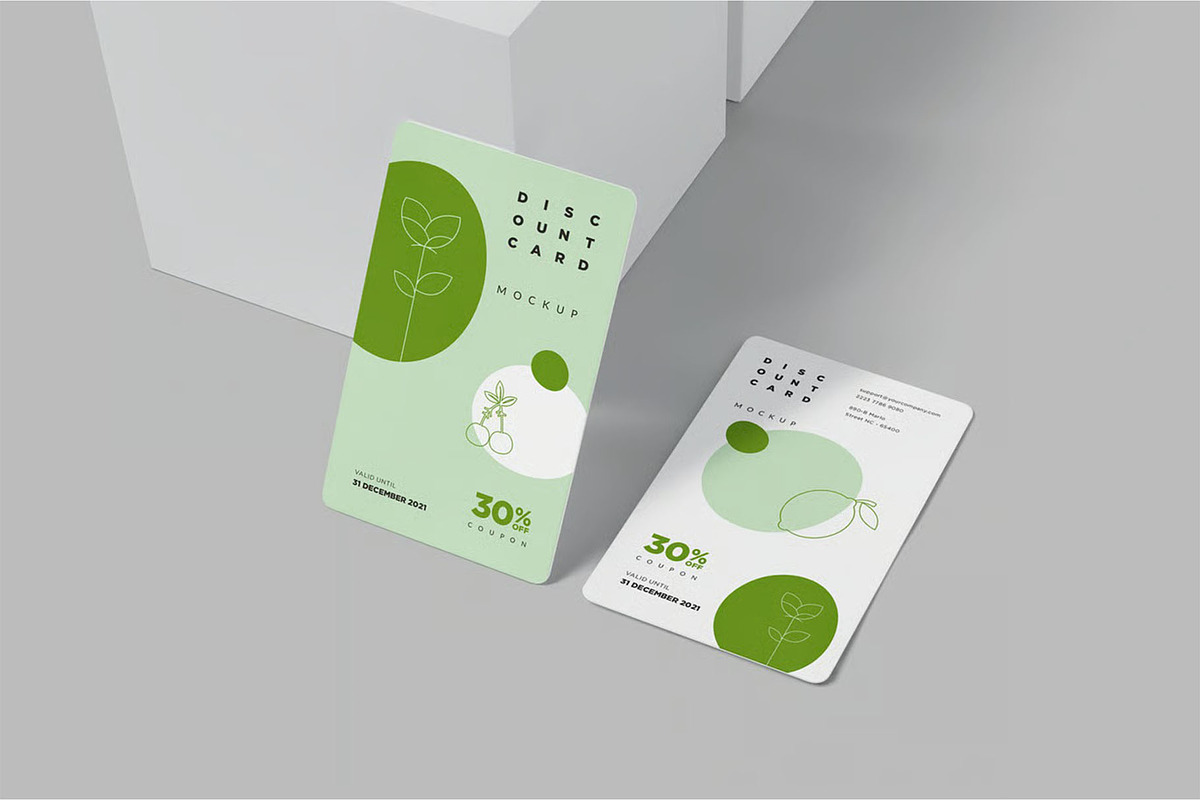 Portrait Discount Card Mockups, an Advertising Mockup by megostudi0 (Photo 8 of 9)