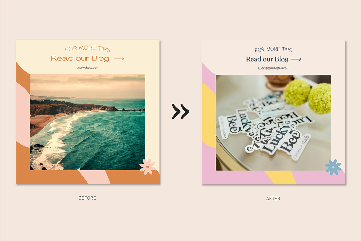 60 Retro Instagram Post Templates, a Social Media Template by Lucky Bee Creative Studio (Photo 7 of 12)