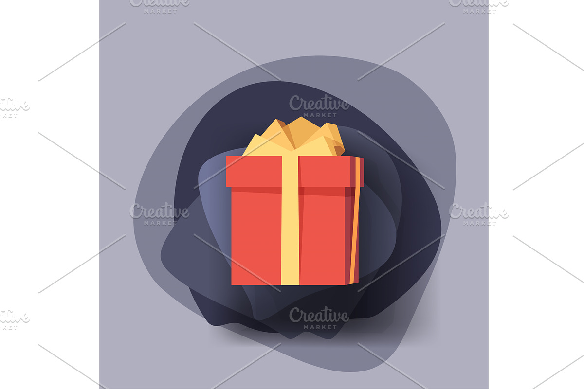 red cute gift box on abstract back, an Object Illustration by IfH