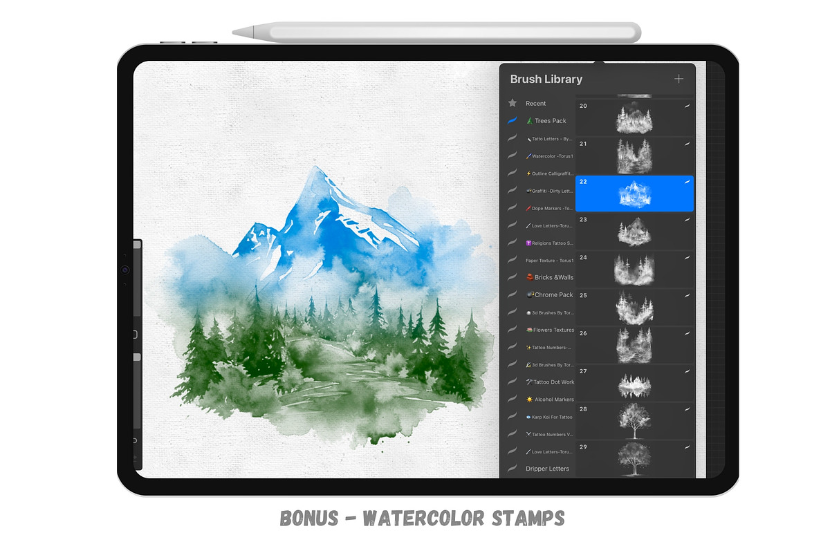 120 Tree Brushes For Procreate, a Brushes & More by Torus1 (Photo 5 of 7)