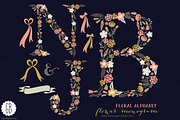 Floral letters, monogram, floral NJB, a Decorative Illustration by GrafikBoutique (Thumbnail 1 of 3)