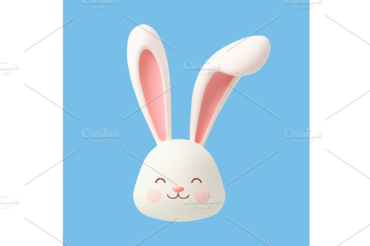 3D rabbit ears on an isolated, an Illustration by ModVector