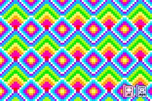 Flat Seamless Pixel Neon Pattern, a Pattern Graphic by MISS CHATZ
