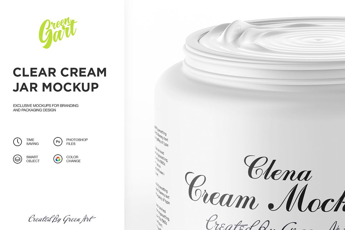 3 PSD Clear Cream Jar Mockup, a Product Mockup by Green Art (Photo 11 of 12)