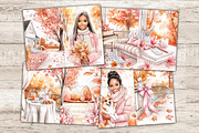 Pink Autumn Junk Journal Paper, a Seasonal Illustration by GlamArtZhanna (Thumbnail 3 of 10)