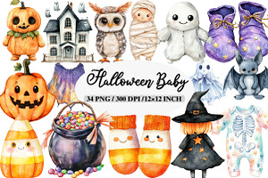 Watercolor Halloween Baby Costume, an Illustration by Daily.Designs