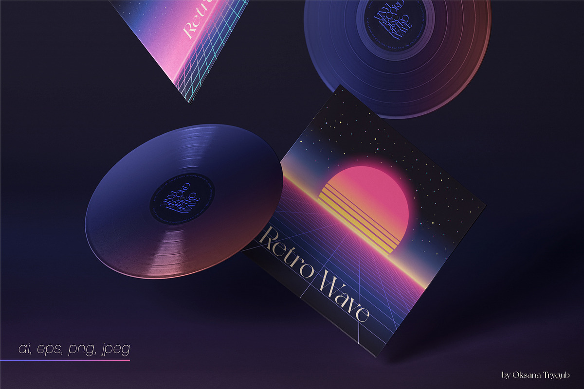 RETROWAVE 80s, 90s Synthwave Style, a Texture Graphic by Oksana Trygub (Photo 2 of 15)