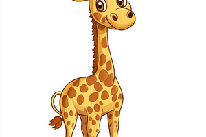 Adorable Baby Giraffe Cartoon Illust, an Animal Photo by Pixeness Studio