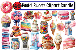 Pastel Sweets Clipart Bundle, an Illustration by Design Market