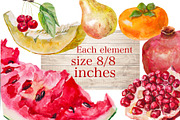 Fruits collection, watercolor set, a Food Illustration by AkvarelRiver (Thumbnail 2 of 6)