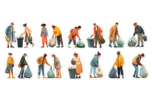 People collect garbage. Cartoon man, a Person Illustration by Stock-Smart-Start