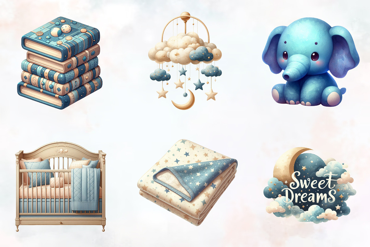 Dusty Blue Beige Baby Nursery PNG, an Illustration by RobertsArt (Photo 2 of 8)