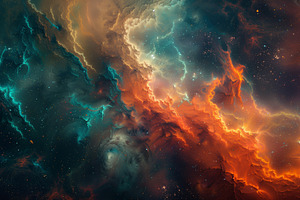 Nebula with orange and blue smoke, a Background Photo by MistyDay