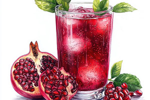 Refreshing Pomegranate Drink with Ic, a Food & Drink Photo by Pixeness Studio