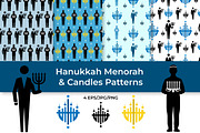Hanukkah Menorah & Candles Patterns, a Decorative Illustration by InkyQueenArt (Thumbnail 1 of 5)