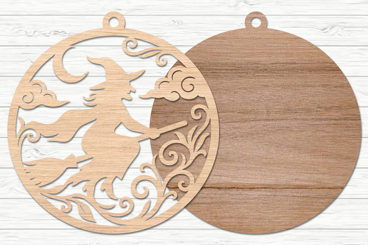 Halloween Flying Witch Laser Cut SVG, an Object Graphic by Layerology (Photo 2 of 3)