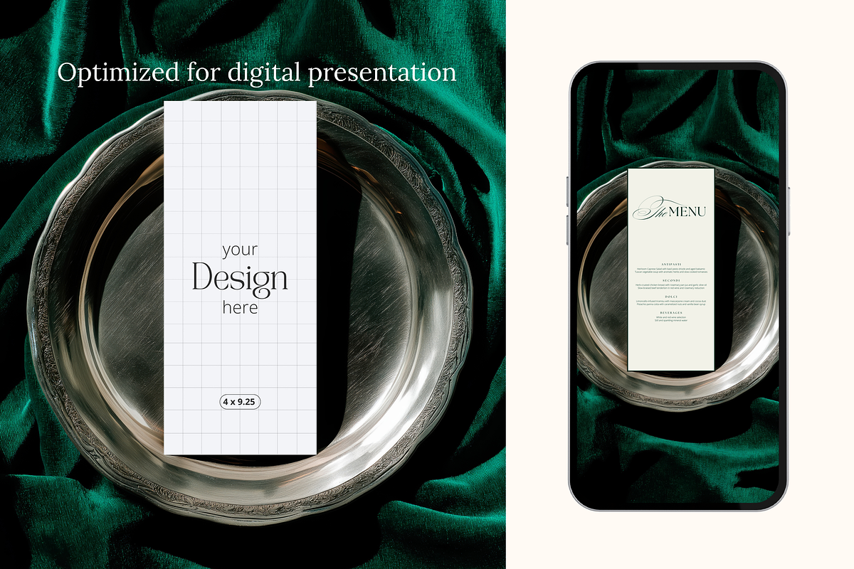 Vintage Green Velvet Menu Mockup, a Product Mockup by Serenefeeling (Photo 5 of 6)