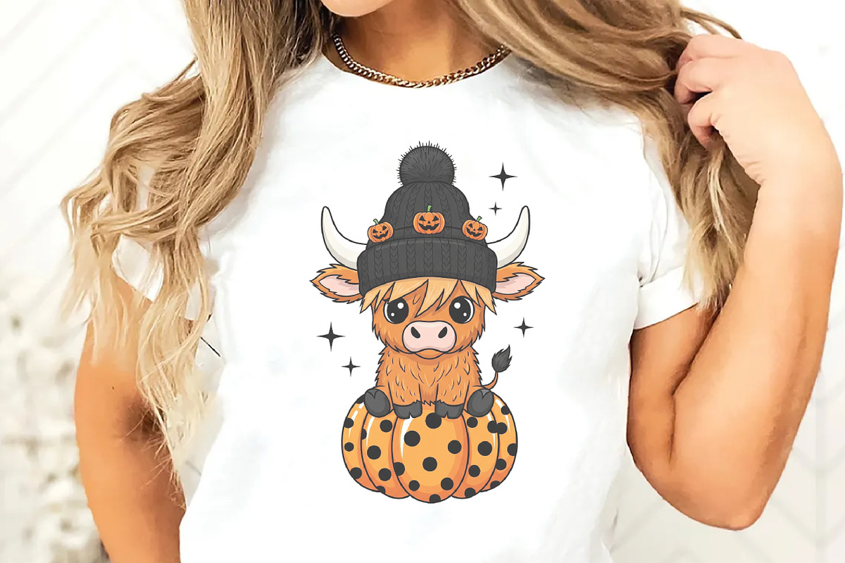 Cute Highland Cow Halloween Png, an Illustration by Watercolor design (Photo 3 of 3)