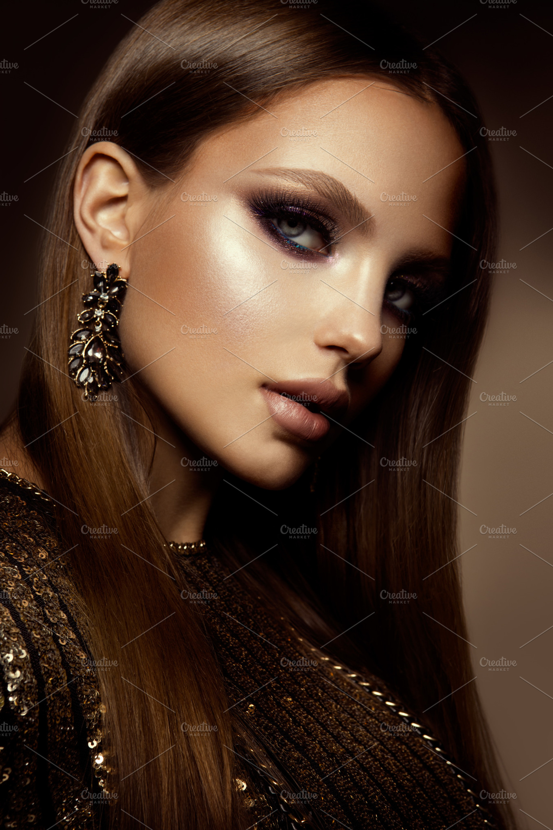 Make up glamour portrait of beautiful woman model with fresh makeup and, a Beauty & Fashion Photo by korabkova