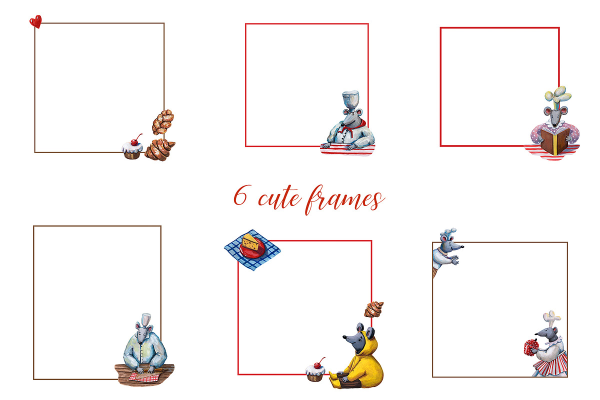 Mice Chefs - Gouache Clipart Set, an Animal Illustration by Mashamashastu (Photo 6 of 10)