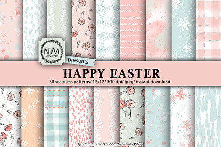Pastel Easter digital paper pack