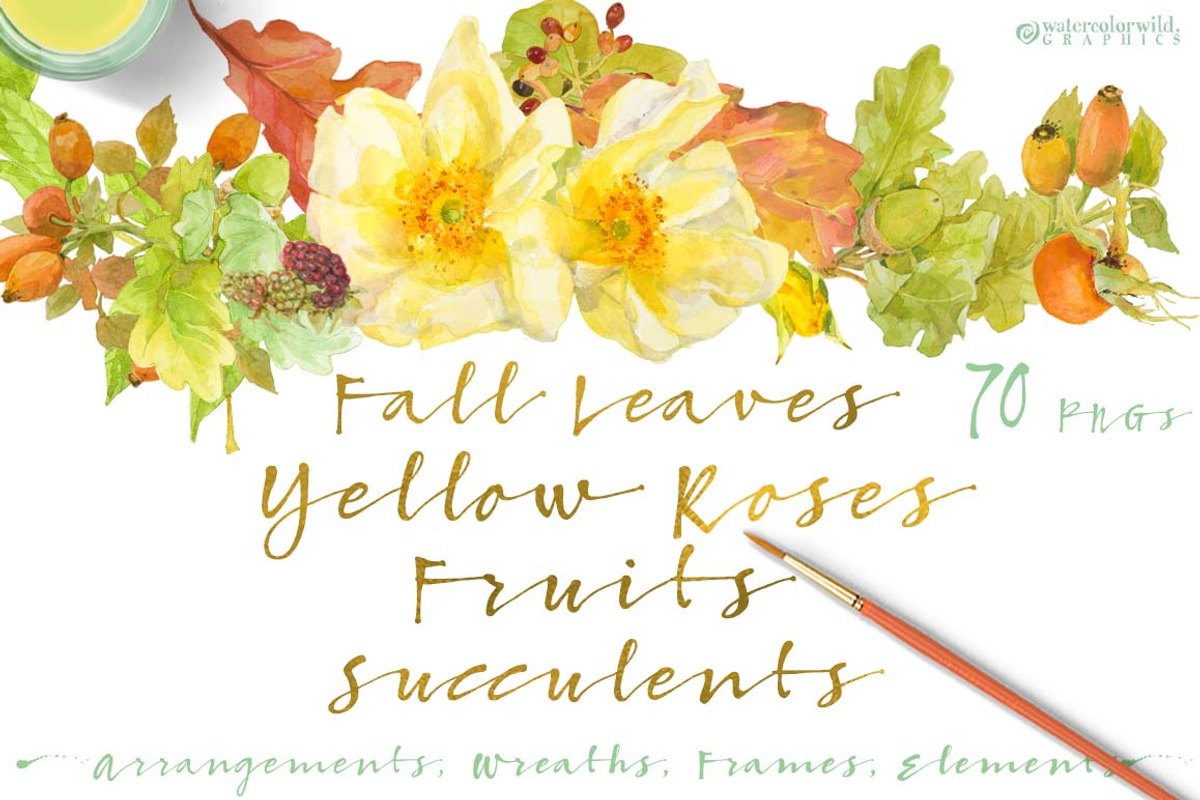 BUNDLE Golden-Yellow Flowers -85%, an Illustration by watercolorwild.graphics (Photo 9 of 12)