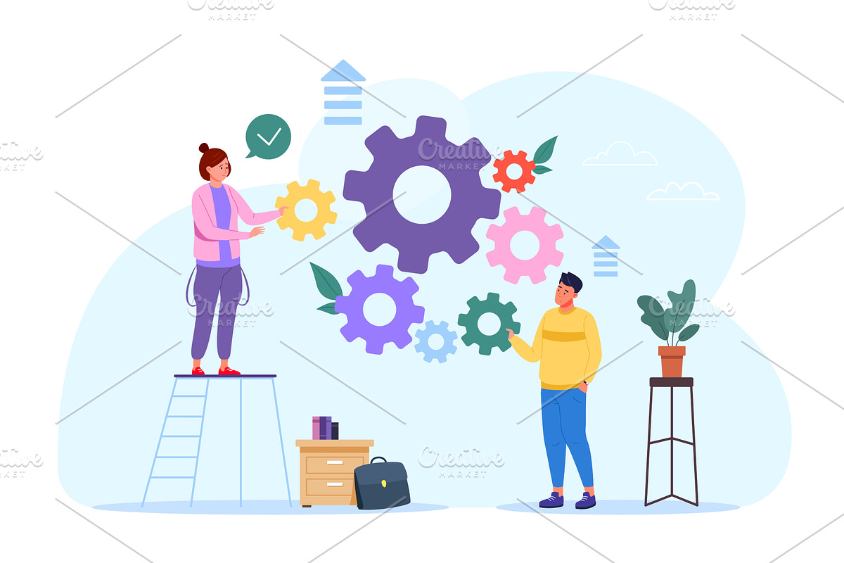 People implementation work. Workflow, a Person Illustration by Stock-Smart-Start