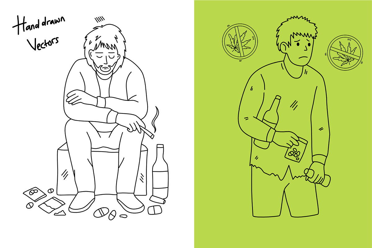 no drugs hand drawn set, a Healthcare Illustration by foxndeer (Photo 2 of 4)