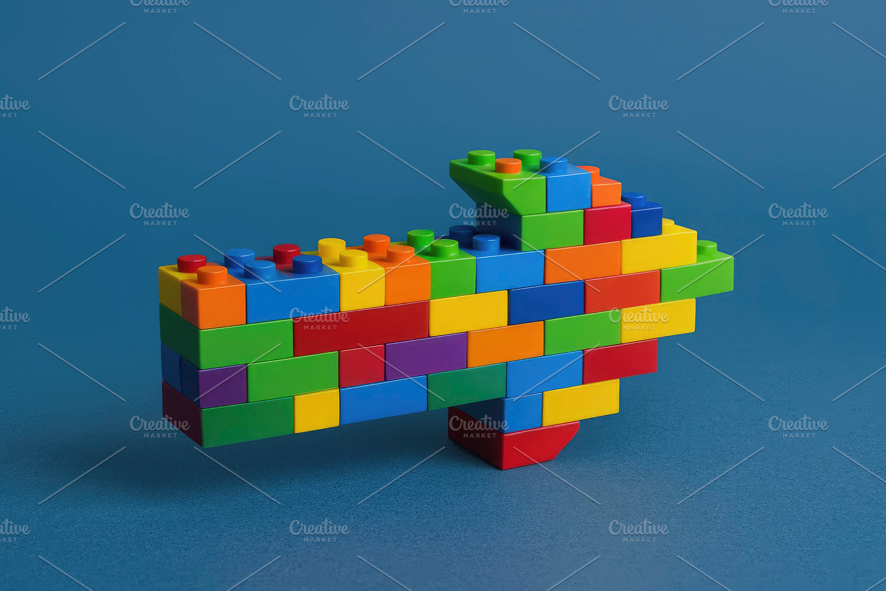 a colorful toy block arrow, generative AI, a Photo by Nito