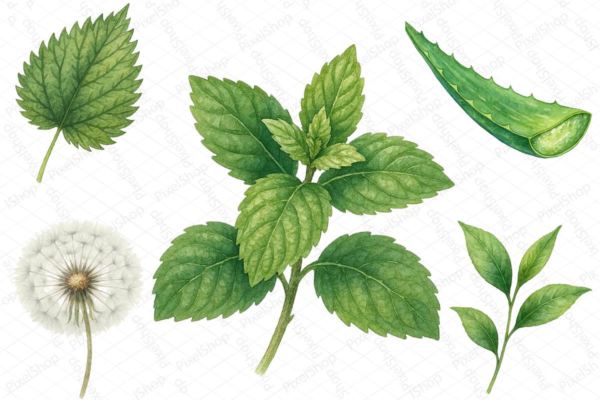Botanical Wellness Watercolor Clipar, an Illustration by DreamPrint404 (Photo 3 of 3)