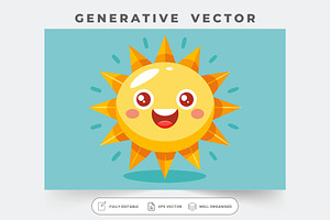 A joyful sun with a smiling face rad, a Graphic by Iftikhar Alam