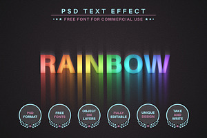 Unicorn Rainbow - PSD Editable Text