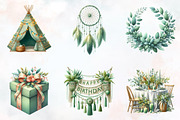 Boho Sage Green Birthday Clipart, an Illustration by RobertsArt (Thumbnail 3 of 8)